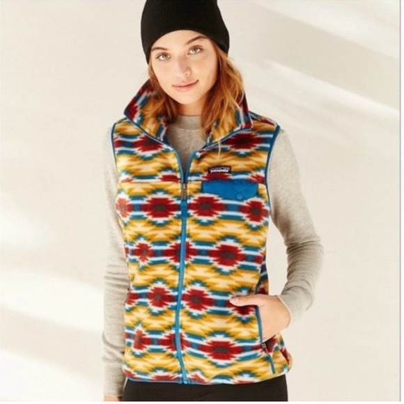 Patagonia Synchilla Aztec print Colorful Patterned Women's Vest size S - Picture 1 of 10